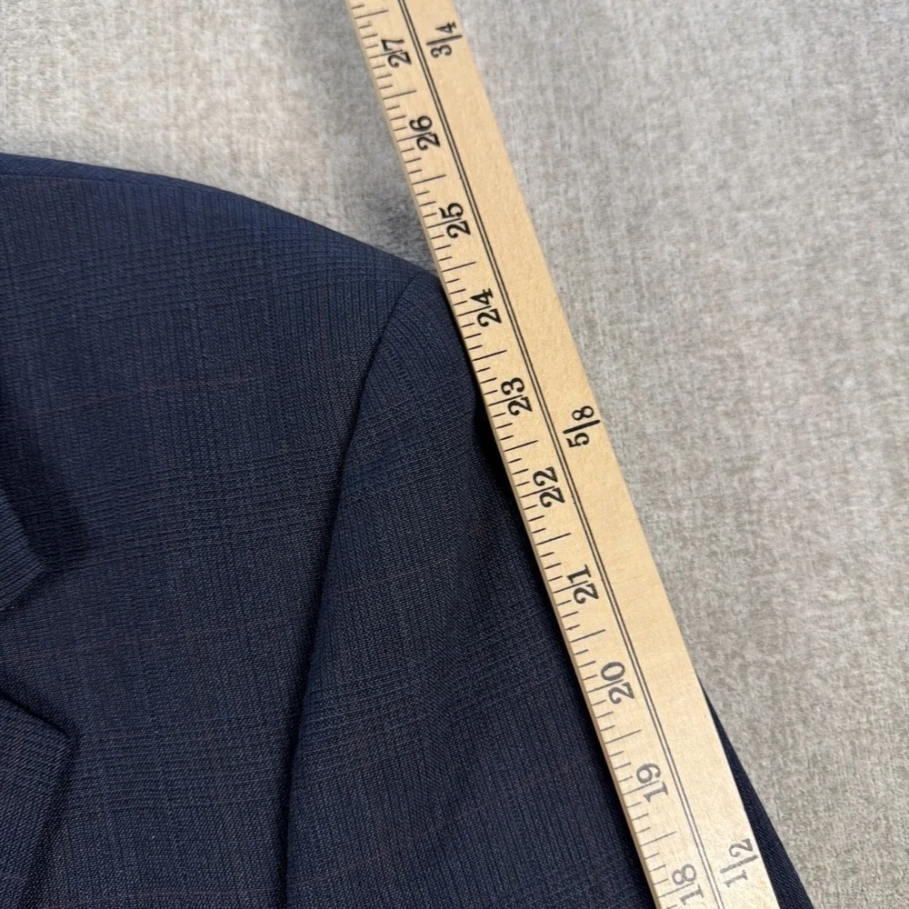 Vintage Christian Dior Monsieur Wool Suit Navy‎ Windowpane USA Pleated 44R 32x34